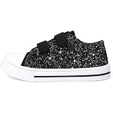EUXTERPA Toddler Sneakers Kids Glitter/Canvas Shoes | Hook-and-Loop, Low-Top, Casual Walking, Lightweight, School, Girls Boys