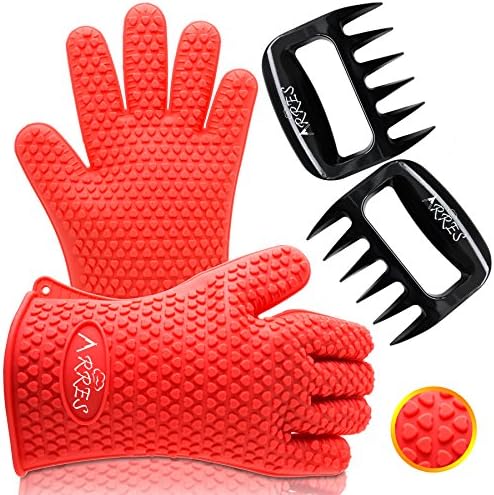 Barbecue Gloves &amp; Pulled Pork Claws Set - Silicone Heat Resistant Grilling Accessories &amp; Home Kitchen Tools For Your Indoor &amp; Outdoor Cooking Needs - Use as BBQ Meat Turner or Oven Mitts