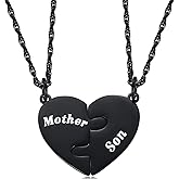 Ralukiia Mother and Adult Son Heart Matching Necklace Set for 2, Meaningful Mother Son Jewelry Gift for Birthday, Mother’s Day, Christmas