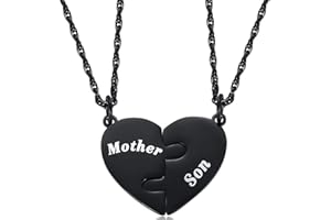 Ralukiia Mother and Son Heart Matching Necklace Set for 2, Son to Mom Gifts Mother's Day Mother to Sons Graduation Back to School Birthday Christmas Jewelry