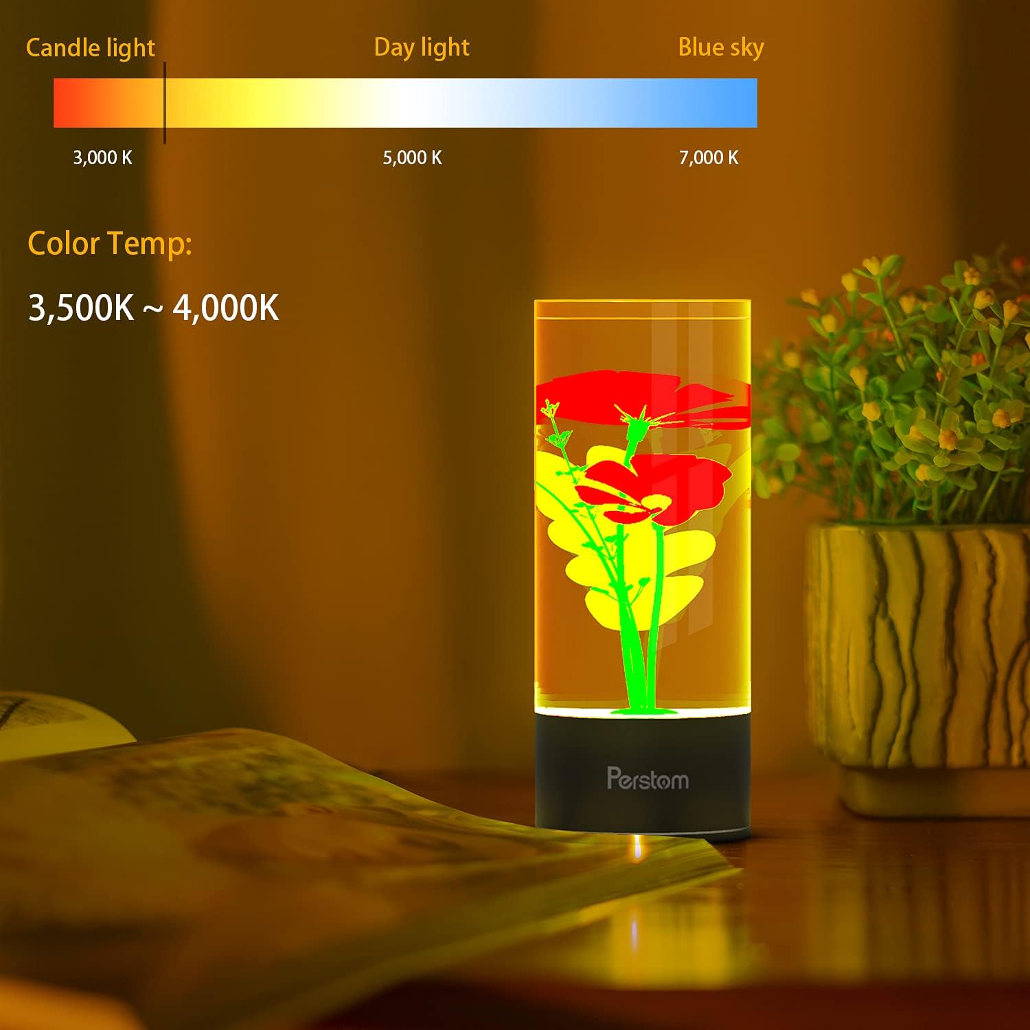 Perstom Night Light for Adult, Ornamental Water Shade & Different Color Adjusted, Light Color More Saturated Softer Than RBG 256, Red Light - - 
