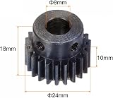 sourcing map Mod 1 22T Pinion Gear 8mm Bore Hardened Steel Motor Rack Spur Gear view 2