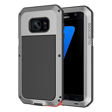 seacosmo Galaxy S7 Edge Hülle, [Tough Armor] Aluminium Doppelte Schutz Stoßfest Schutzhülle für Samsung Galaxy S7 Edge, Silbe