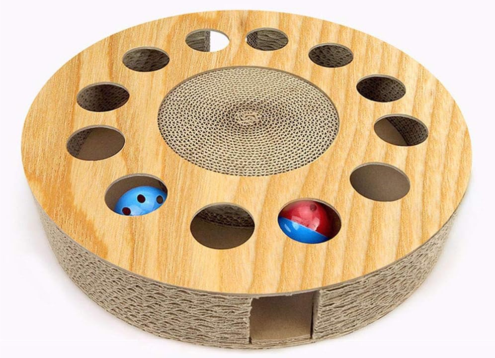 Cat Toy with Sturdy Scratching Pads and 2 Jingly Balls for All Ages of Cats : Kitchen & Dining