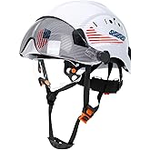 Perldverge OSHA Approved Construction Hard Hat with Dual Visor - Vented Hard Hats with Visor Sun Glasses, ANSI Z89.1 Type 1 Class C Chainsaw/Arborist Safety Helmet