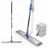 24 in Microfiber Wet &amp; Dry Mops Heavy Duty Commercial Flat Floor Mop | Large Mops for Floor Cleaning Adjustable Handle with 4 Washable Mop Clothes