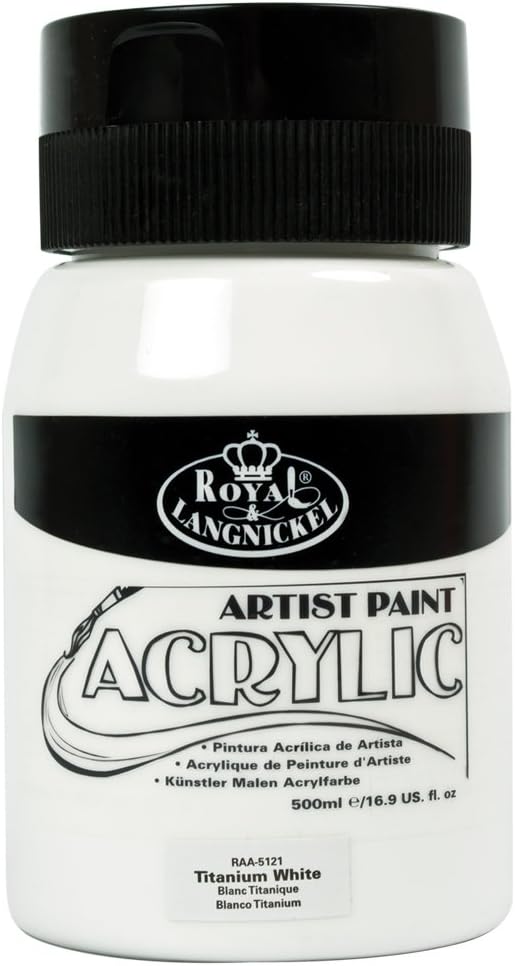 Royal & Langnickel RAA-5121 Essentials 500ml Acrylic Paint - Titanium White, 500 ml (Pack of 1)