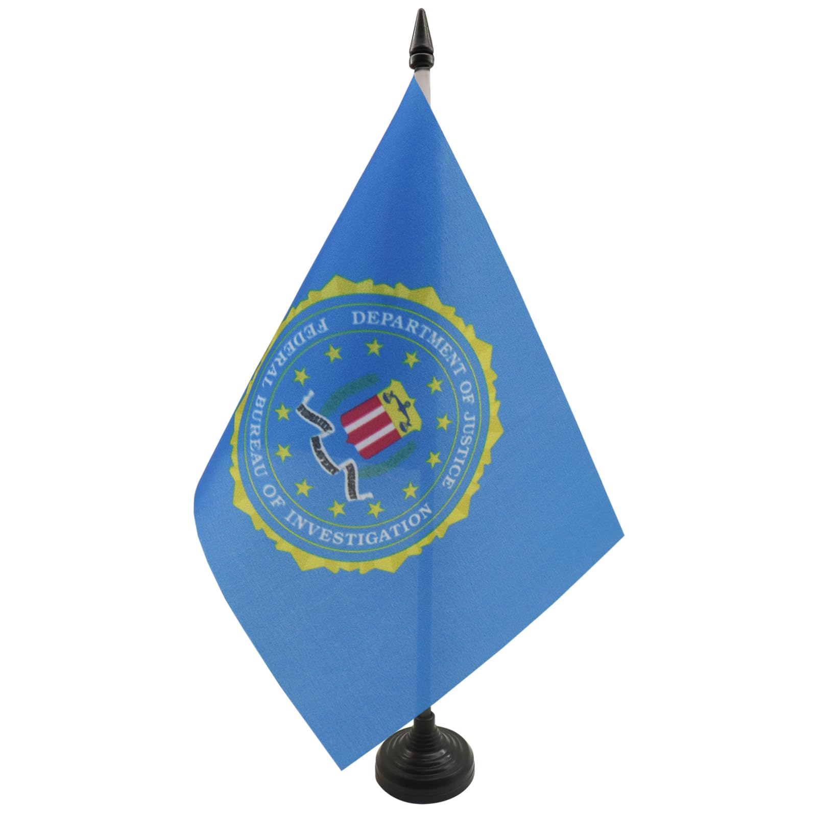 AZ FLAG United States FBI Table Flag 5'' x 8'' - US Federal Bureau of Investigation Office Decoration 100% Polyester 21 x 14 cm - Mini Desk Flag with Pole and Black Plastic Base