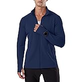 Locachy Men's Lightweight Quick Dry Athletic Jacket Full Zip Stand Collar Running Workout Performance Shirt