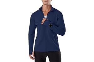 Locachy Men's Lightweight Quick Dry Athletic Jacket Full Zip Stand Collar Running Workout Performance Shirt