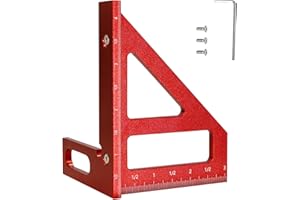 WolfPawn Red 3D Multi-Angle Measuring Tool,45/90 Degree Aluminum Alloy Woodworking Square Protractor, Drawing Line Ruler, Miter Triangle Ruler Layout Measuring Tool for Woodworking