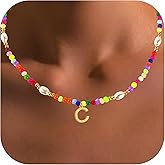 Beaded Initial Necklaces with Pearl - Trendy Gold Plated Choker Necklace for Girls Women Teen Preteen, Personalized Letter Jewelry Holiday/Birthday Gifts for Kids