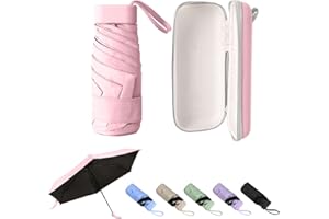 GUARAY Mini Umbrella with Case – Lightweight Folding Compact Travel Accessory, Small Sun Umbrella UV Protection for Girls, Kids & Adults, Fits in Purse Pocket Backpack