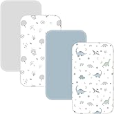 4 Pack Bassinet Sheets - 33"x20" Bedside Bassinet Sheets for Baby Delight, Angelbliss, Jimglo & Most Regular Size Bedside Sleeper | Ultra Soft & Skin Friendly Bassinet Fitted Sheets for Boys Girls
