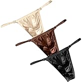 TAPUU Mens G-String Ice Silk Satin Thong Underwear