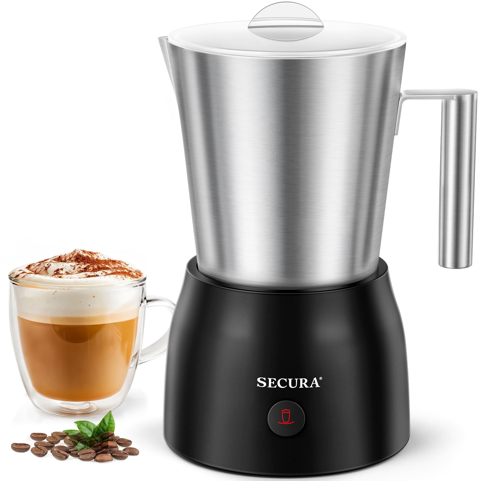 Photo 1 of Secura Detachable Milk Frother, 17oz Electric Milk Steamer Stainless Steel, Automatic Hot/Cold Foam and Hot Chocolate Maker with Dishwasher Safe, 120V