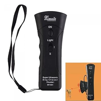 SRI SRI Ultrasonic Enhanced Electronic Dog Repeller with Infrared Training Device and Double LED Flashlight (Black, Medium), Black, 250 g