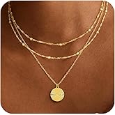 MFRYK Gold Necklaces for Women,14K Gold/Silver Plated Choker Layered Necklace Dainty Pearl Disc Cross Circle Heart Pendant Chain Stackable Necklaces, Multilayer Jewelry Set Gifts for Women