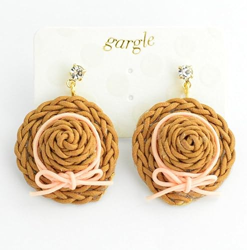 Amazon ｇａｒｇｌｅ ガーグル 麦わら帽子 ピアス ブラウン むぎわら帽子 夏 海 アクセサリー 大きい アクセサリー ピアス 通販