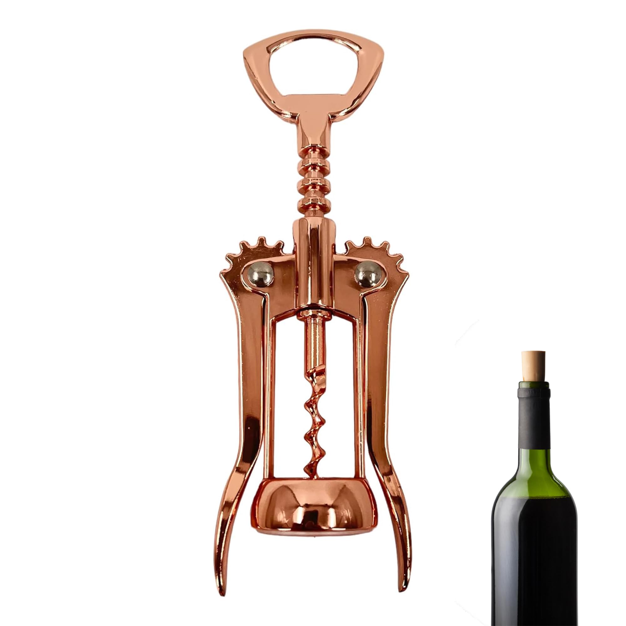 Premium Copper Twin Lever Corkscrew Wine Bottle Opener, Durable Ergonomic Design for Effortless Bottle Opening, Ideal for Red, White, and Sparkling Wines, Stylish Bar Accessory Gift Set