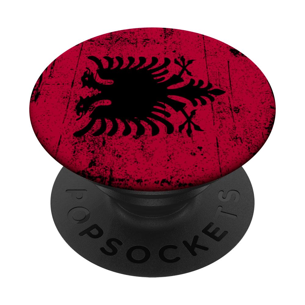 Country Flag Souvenir Grunge Flag Albania PopSockets Swappable PopGrip