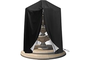 SELUGOVE Fountain Cover 42H × 36D Inches Black 210D Oxford Fabric All-Weather Fountain Dust Cover with Drawstring Waterproof Protective Cover for Outdoor Patio Garden