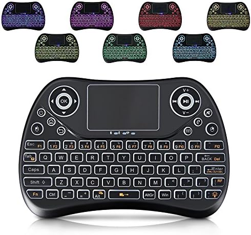 Tops Wireless Keyboard with backlight, 2.4GHz Rechargeable Mini Wireless Keyboard with Touchpad Mouse for Android TV BOX,PC,PAD,XBOX 360,PS3,HTPC,IPTV, Multiple Color (T2-7)