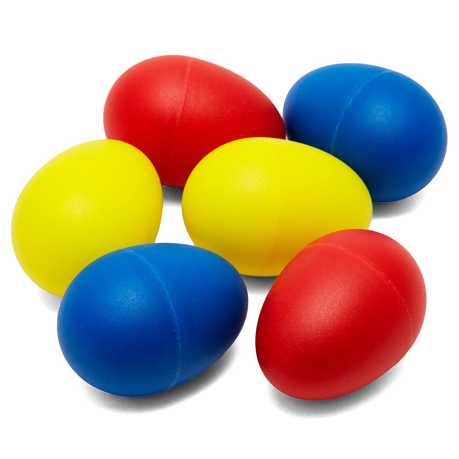 TIGER SHA-6-CL Plastic Egg Shakers Musical Percussion Instrument Ideal for Primary Schools, Orchestras Set of 6 - 2x Yellow, 2x Red, 2x Blue