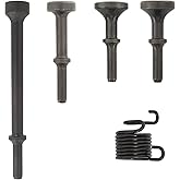 Yaetek 5 Pcs Air Hammer Bits Accessories 0.401 Inch Shank Pneumatic Chisel Air Hammer Smoothing Extended Length Tool Kit with
