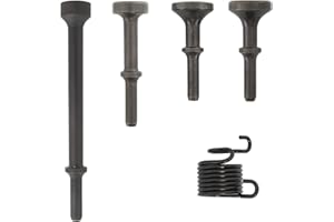 Yaetek 5 Pcs Air Hammer Bits Accessories 0.401 Inch Shank Pneumatic Chisel Air Hammer Smoothing Extended Length Tool Kit with