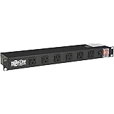 Eaton Tripp Lite RS1215-RA Heavy Duty Metal 1U Rack Mount Power Strips | 12 Right-Angle Outlets, 15A Circuit Breaker On/Off Switch Cover, 15ft Extension Cord, Lifetime Manufacturer's Warranty