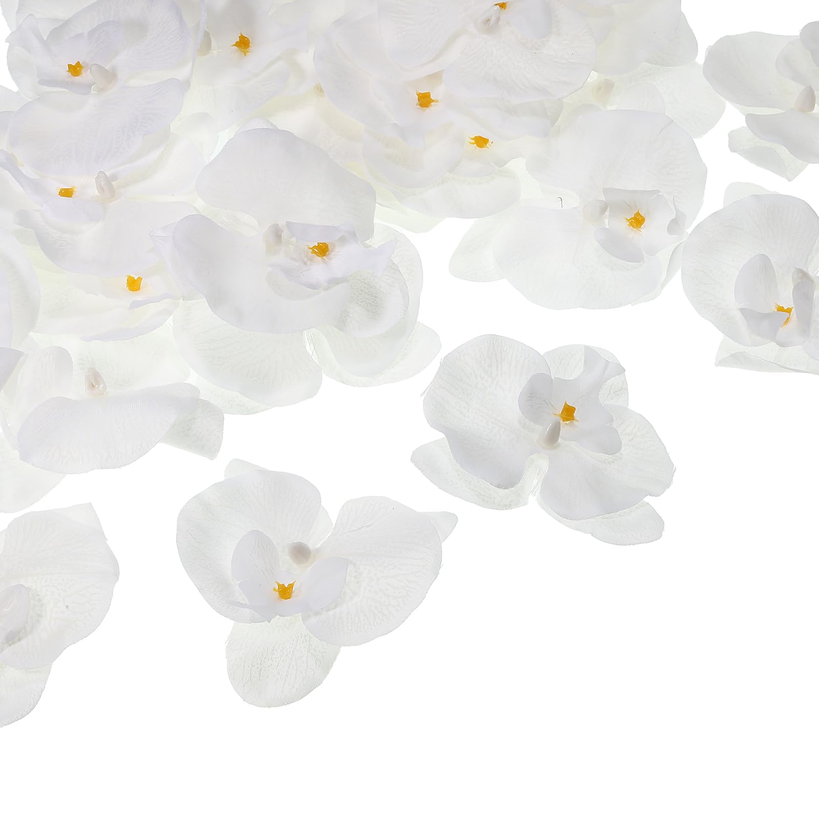 Photo 1 of PATIKIL 3.5" Artificial Orchid Flower Heads, 40 Pack Silk Phalaenopsis Fake Butterfly Orchid Heads for Wedding Floral Bouquet Decor DIY Craft Making, Pure White