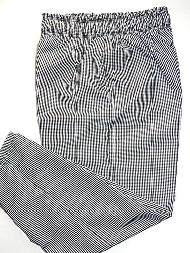 Chef Pants Checkered Elastic Waist Baggy Black/White houndstooth-Large