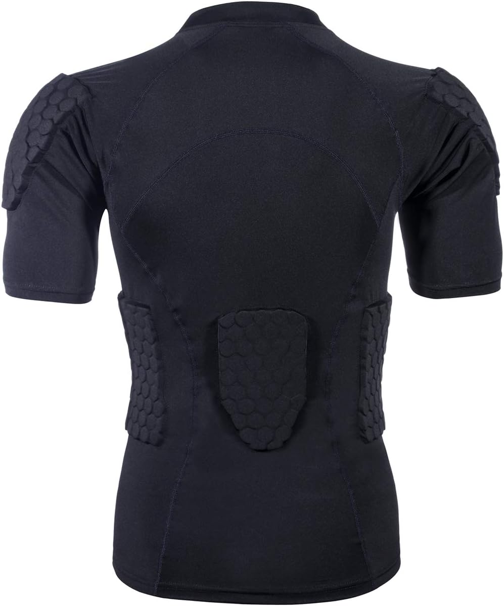 Men's Sports Shock Rash Guard Compression Padded Shirt Soccer Basketball Protective Gear Chest Rib Guards : Sports & Outdoors