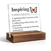 THEBESTU Inspiring Definition Acrylic Sign with Wood Stand, Butterfly Motivational Desk Plaque Decor Gifts for Coworker Friends Colleague, Inspirational Gifts for Women Classmate, Inspiring Present