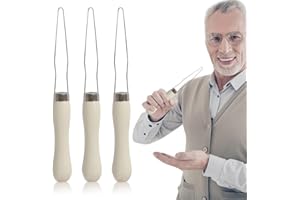 LYFORX 3-Pack Button Hook Assist Device with Easy-Grip Handle for Shirts, Coats, Dresses - Ideal Button Aids for Arthritis & Limited Dexterity White