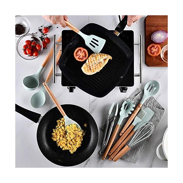 chicNsleek-Kitchen-Utensil-Set-33-Pcs-Non-Stick-Cooking-Silicone-Kitchen-Utensils-Set-with-Holder-Wooden-Handle-Turner-Tongs-Spatula-Spoon-for-Baking-BPA-Free-Heat-Resistant-Kitchen-Gadgets-Tools chicNsleek Silicone Kitchen Utensils Set - 33pcs Non-Stick Cooking Utensils Set with Holder - Silicone Spatula Kitchen…