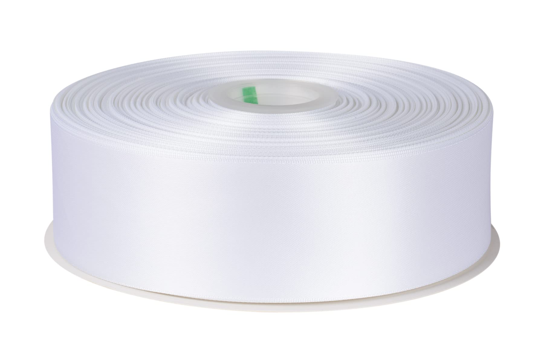 Fondersy 50mmX 91M Double Faced Satin Ribbon White Polyester Ribbon for Gift Wrapping Wedding Decoration Floral Arrangement Crafts