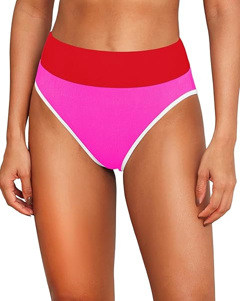 TEMPT ME WOMEN PINK AND RED COLORBLOCK BIKINI...