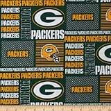 NFL Cotton Broadcloth Greenbay Packers Patchwork Green/Yellow Fabric By The Yard