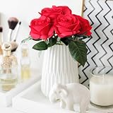 Mocoosy 12Pcs Red Artificial Rose Flowers Realistic Silk Long Stem view 6
