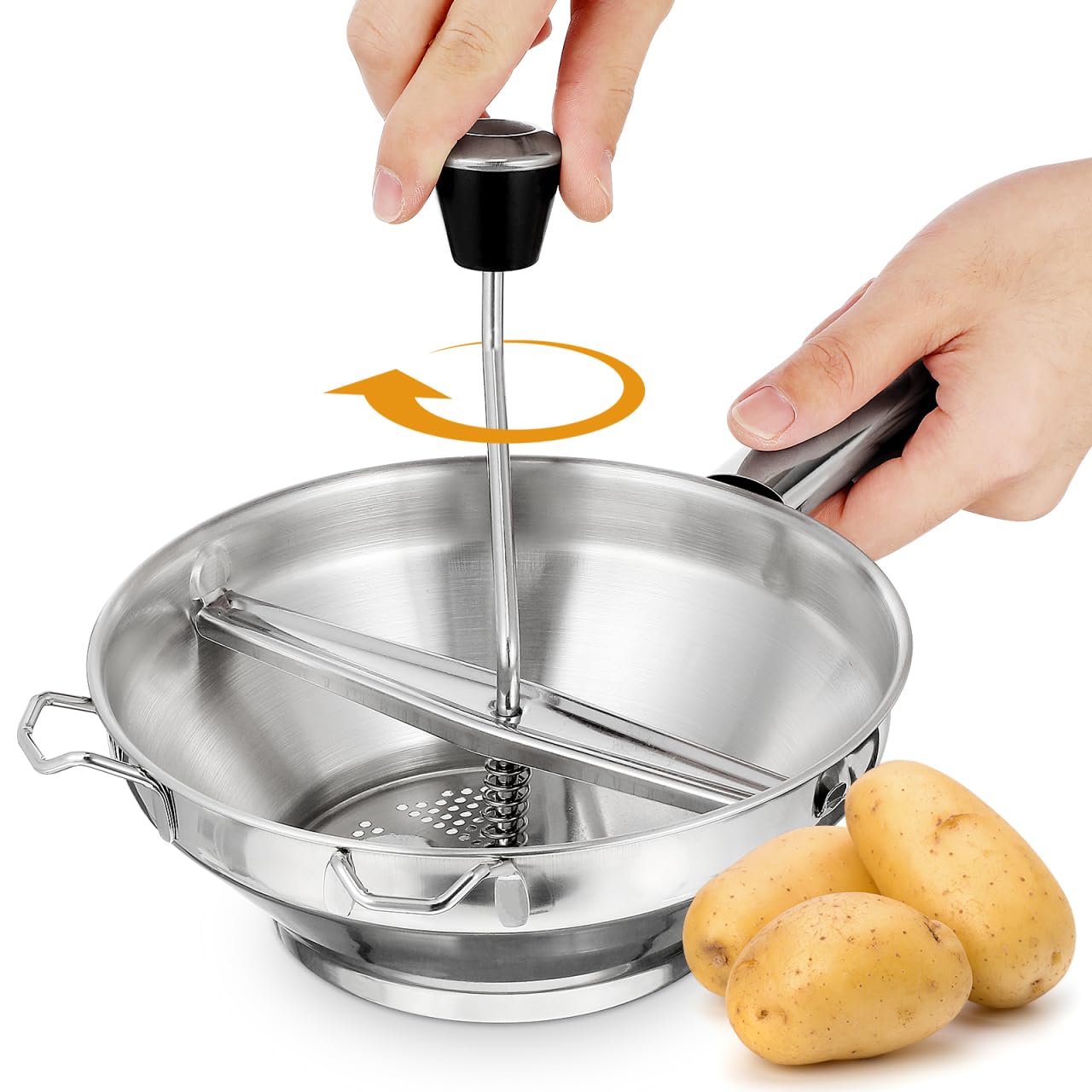 BESTonZON Manual Potato Presser Stainless Steel Potato Ricer for Home Kitchen Heavy Duty Masher Tool for Smooth Mashed Potatoes and Vegetables