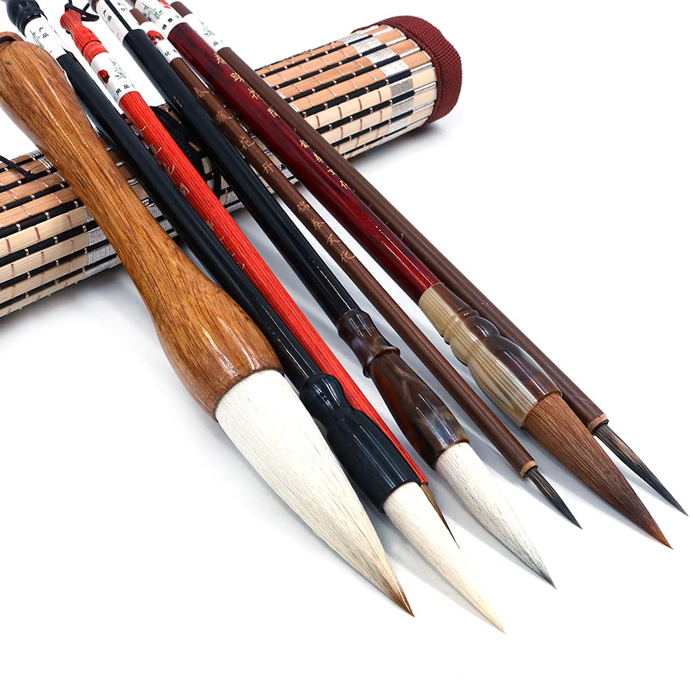 ANCLLO Excellent Chinese Calligraphy and Kanji Japanese Sumi Drawing Brush (4 Sizes With Bag)