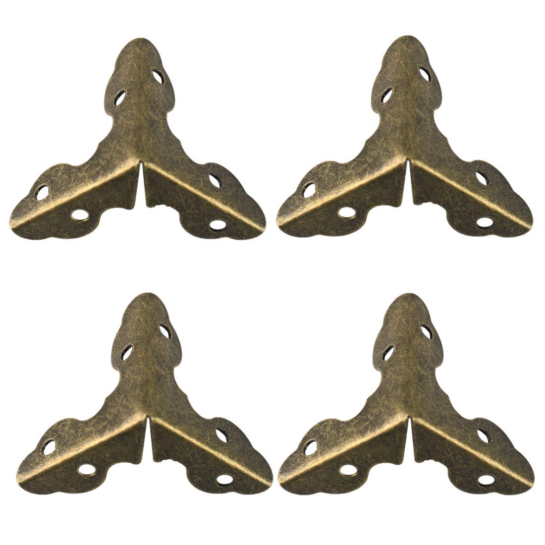 sourcing map Box Corner Protector Bronze Tone Vintage Triangle Frame Corner Edge Protector for Desks Jewelry Box Furniture Guard Pack of 4