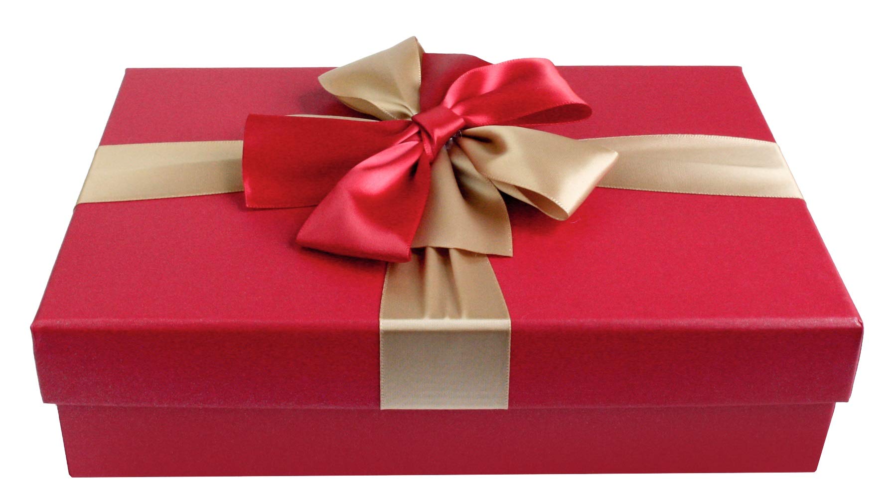 Emartbuy Raspberry Red Rigid Gift Box with Ribbon – 33.5 x 25 x 11.5 cm – Luxury Cardboard Presentation Box|Premium Packaging for Hampers, Bridesmaid Gifts, Birthdays, Weddings, Corporate Gifting