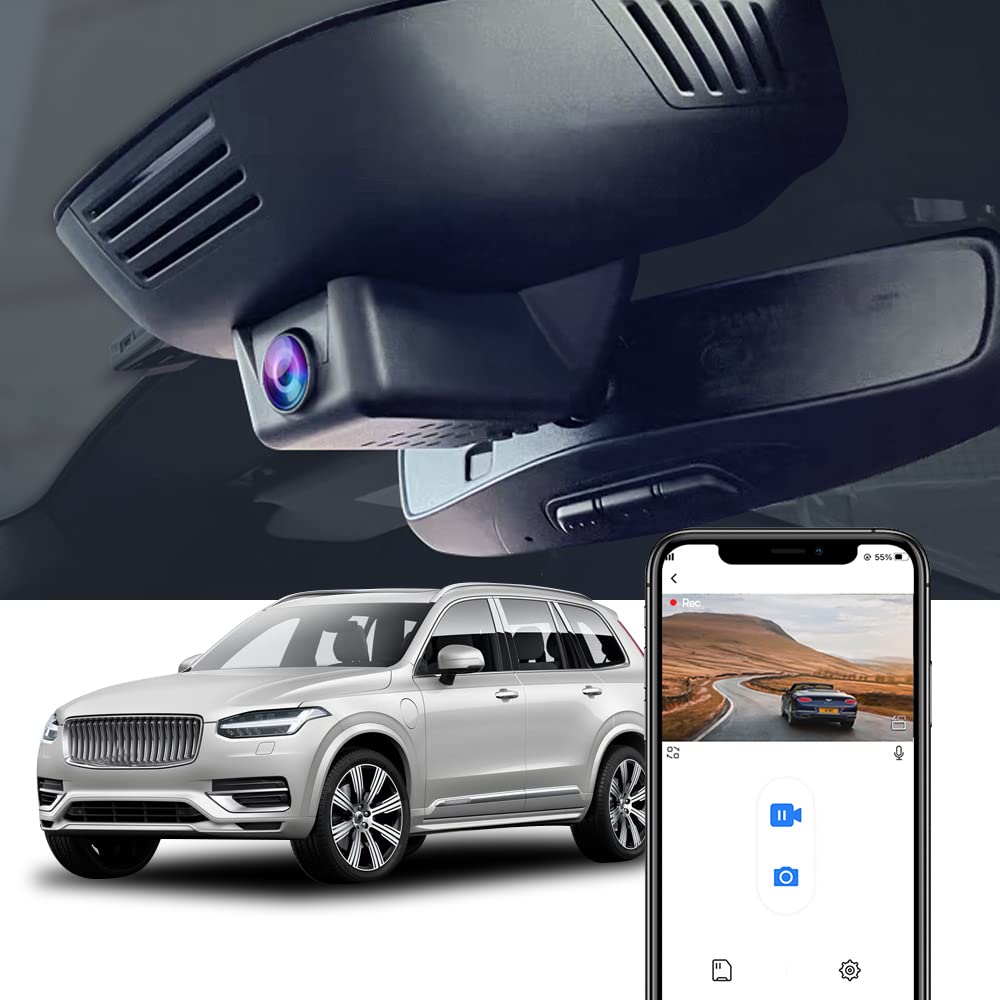Fitcamx 4K Dash Cam Suitable for Volvo XC90 2023-2026 B5 B6 T8 Built-in OEM Look Ultra HD 2160P Video Loop Recording Integrated WiFi APP Collision Detection Near Vision Plug and Play 64GB Card
