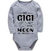 My Gigi Loves Me to The Moon and Back Baby Bodysuits Long Sleeve Unisex Infant Rompers Bodysuits