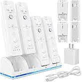 KEKUCULL Remote Controller Charger Station for Wii/Wii U with 4 Pack 2800mAh Rechargeable Battery Pack, Charging Dock Station for Wii Controller, Remotes are not Included