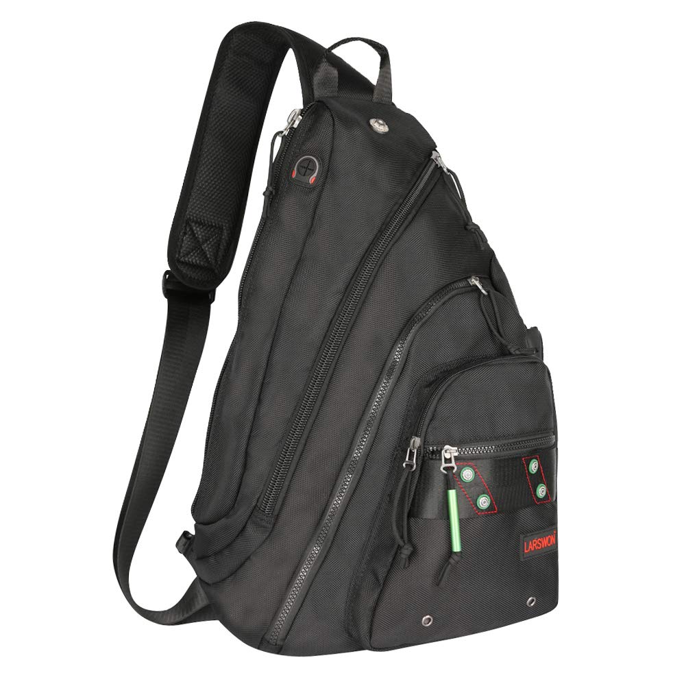 Larswon Sling Backpack, Sling Bag for Laptop, Crossbody Bag For Men, Shoulder Bag for Women, Laptop Backpack, School Backpack Black