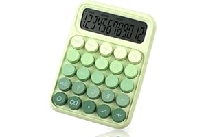 KJAHLAL Mechanical Pushbutton Calculator, 12 Digit Large LCD Display, Big Buttons Easy to Press Use as Office Calculators Desktop, Forest Green Computer Big Button for Schools, Homes and Businesses